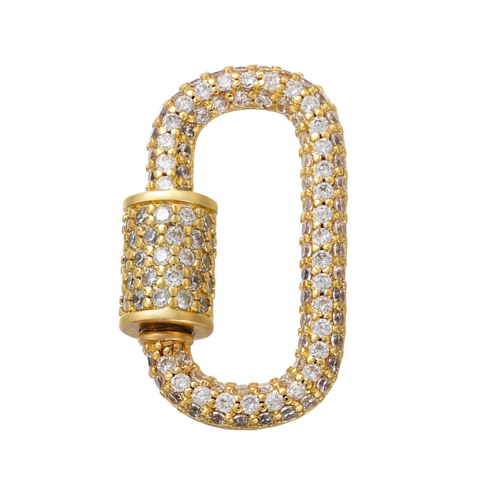 Greabuy Cubic Zirconia Carabiner Clasp Charm Versatile Rhinestones